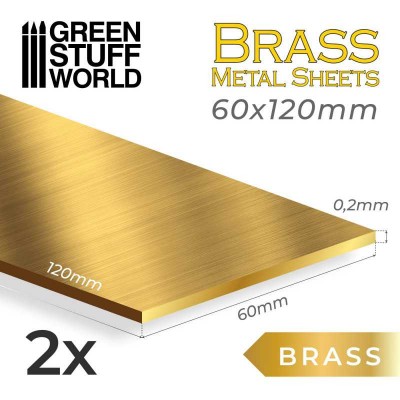BRASS METAL SHEET - 0.2mm PHOTO-ETCHED PLATES - 2 PCS - GREEN STUFF 10173